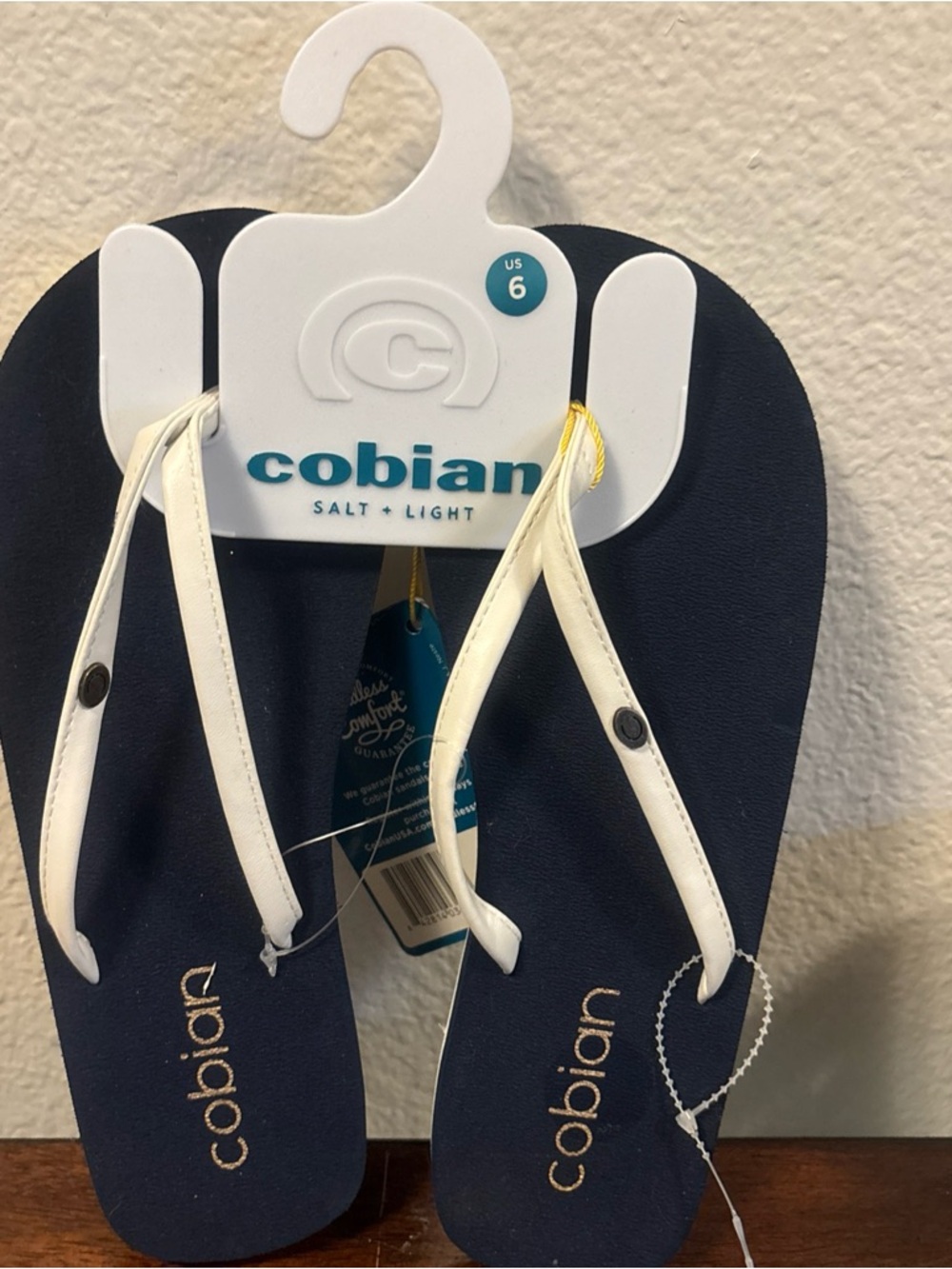 Cobian Navy White Flip Flops Beach Summer